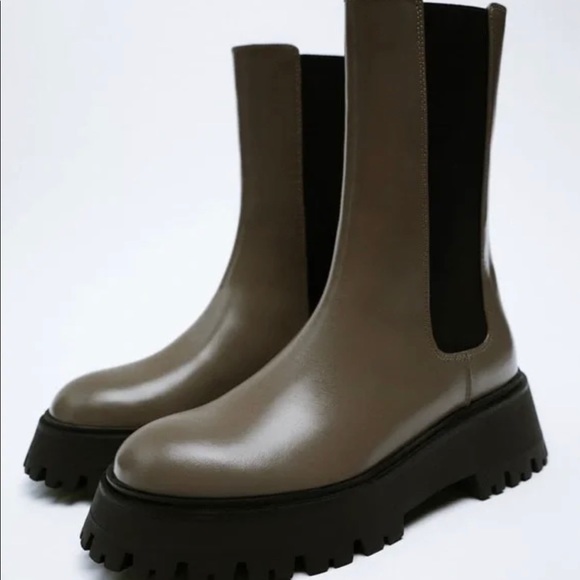 Zara Shoes Zara Lug Sole Green Boots Poshmark